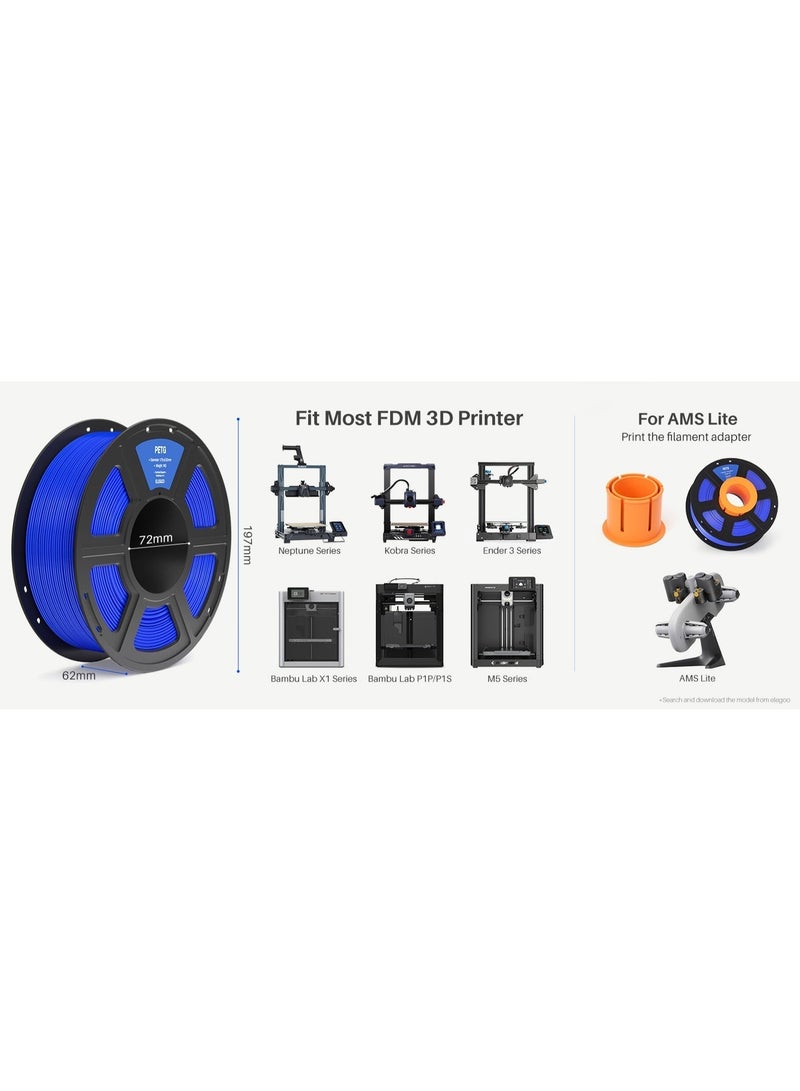 Chabeia PETG 3D Printer Filament,1.75mm, 1KG Net Weight ,Stone-Like Material,  220-255°C Print Temp ,Vacuum Sealed,Smooth Quality Print Material,Fit Most FDM 3D Printer-Blue - Image 3